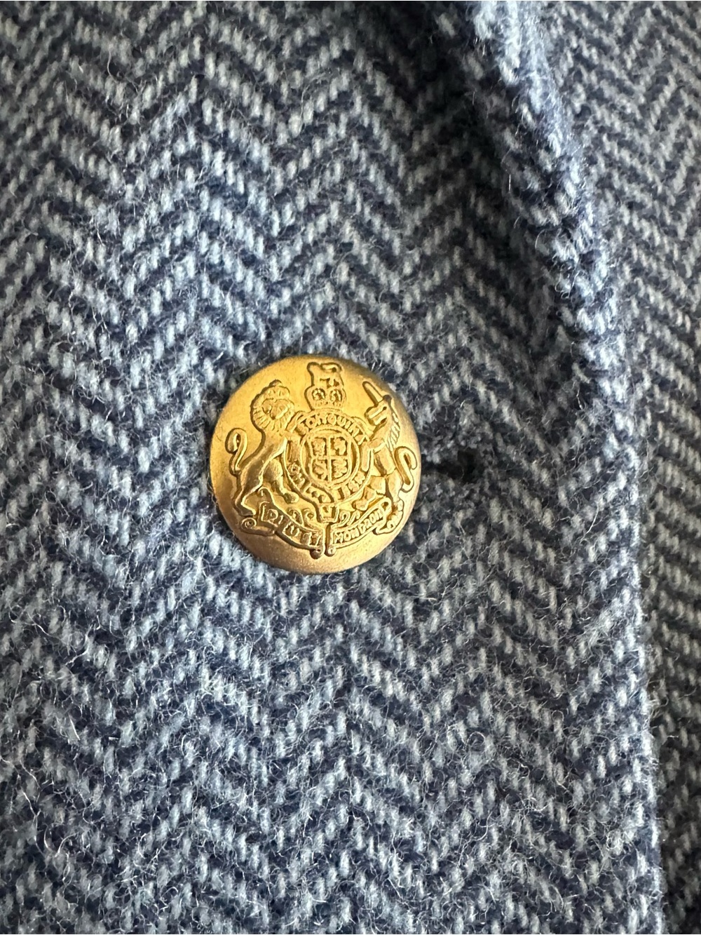 J. Crew Factory Blue Herringbone Gold-Button Tailored Blazer Wool Blend size 6 - Picture 6 of 7